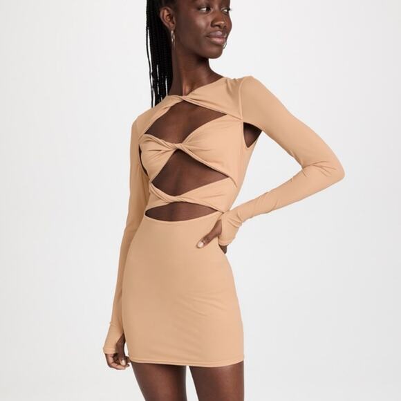 Lioness Dresses & Skirts - Revolve Lioness Mendez Bodycon Honey Nude Cutout Mini Dress M NWT